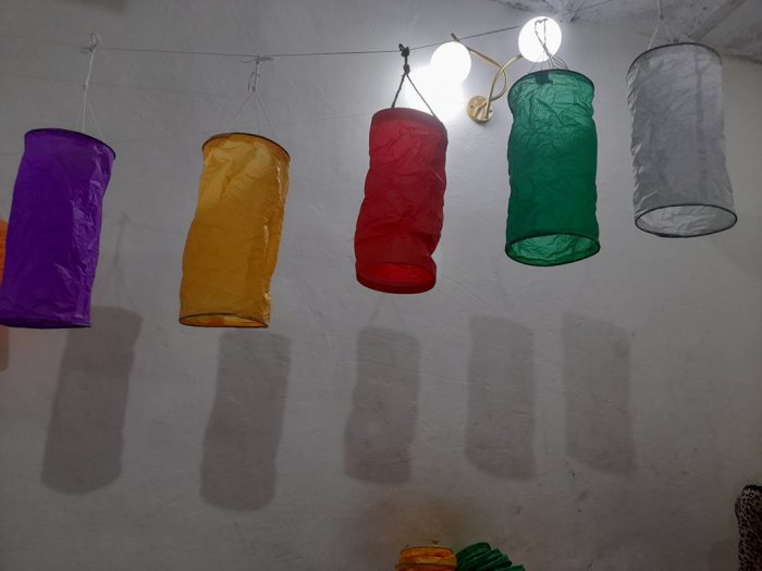 cylinder wrinkle tissue paper lamp folding